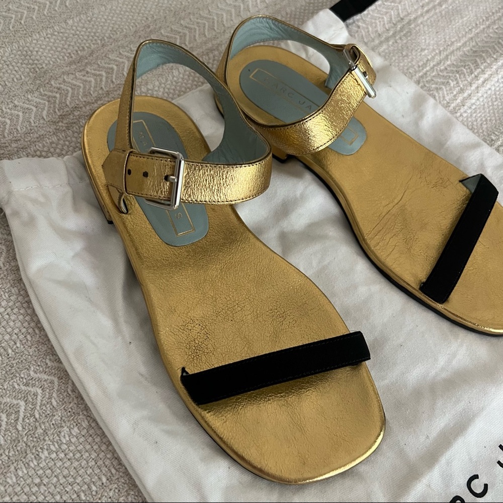 Marc Jacobs Black and Gold Sandals Size 37